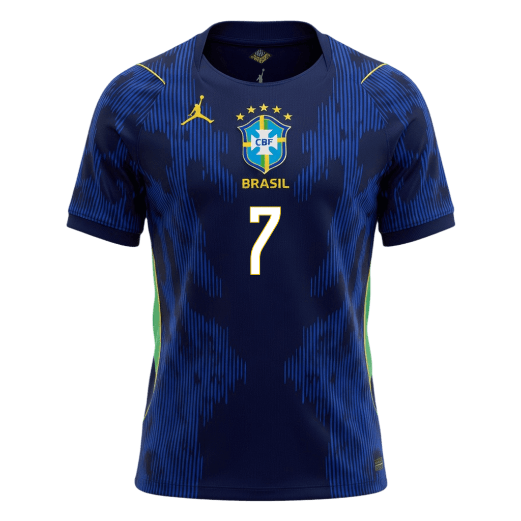 VINI JR. #7 Brésil Extérieur Maillot - Coupe du Monde 2026 Bleu marine