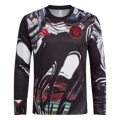 Manchester United Pre-Match Maillot Manches Longues 2025/26 Noir Grande Taille
