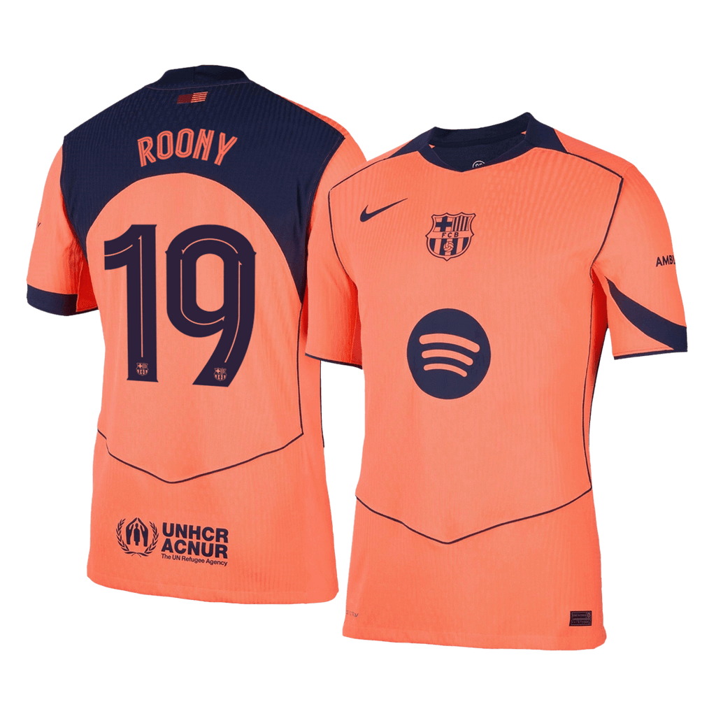 ROONY #19 Barcelone Third Maillot 2025/26 Orange Authentique - UCL