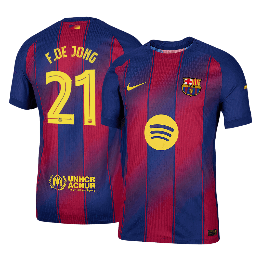 F.DE JONG #21 Barcelone Domicile Maillot 2025/26 Authentique - UCL