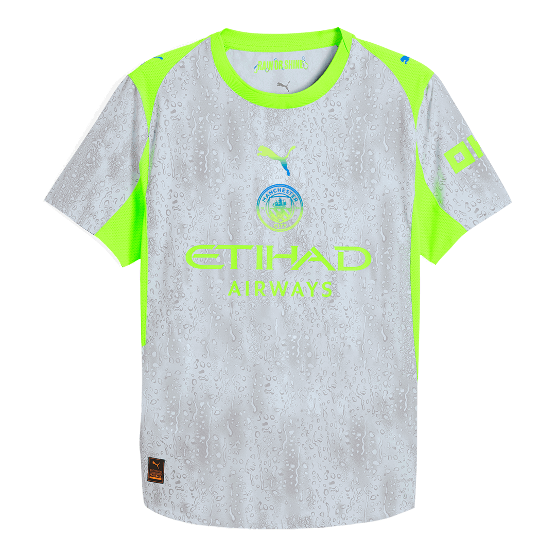 Manchester City Third Maillot 2025/26 Gris Authentique Grande Taille