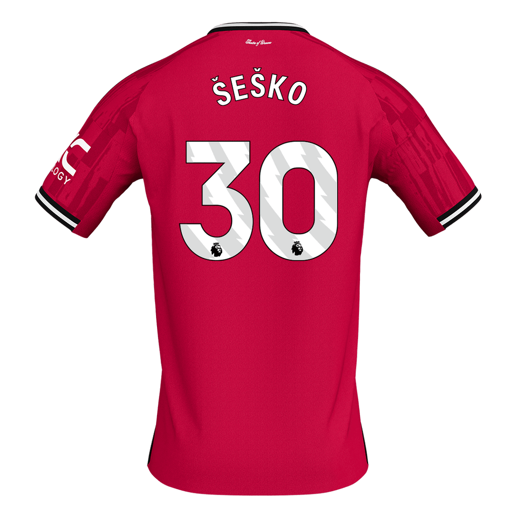 ŠEŠKO #30 Manchester United Domicile Maillot 2025/26 Rouge - Super Grande Taille
