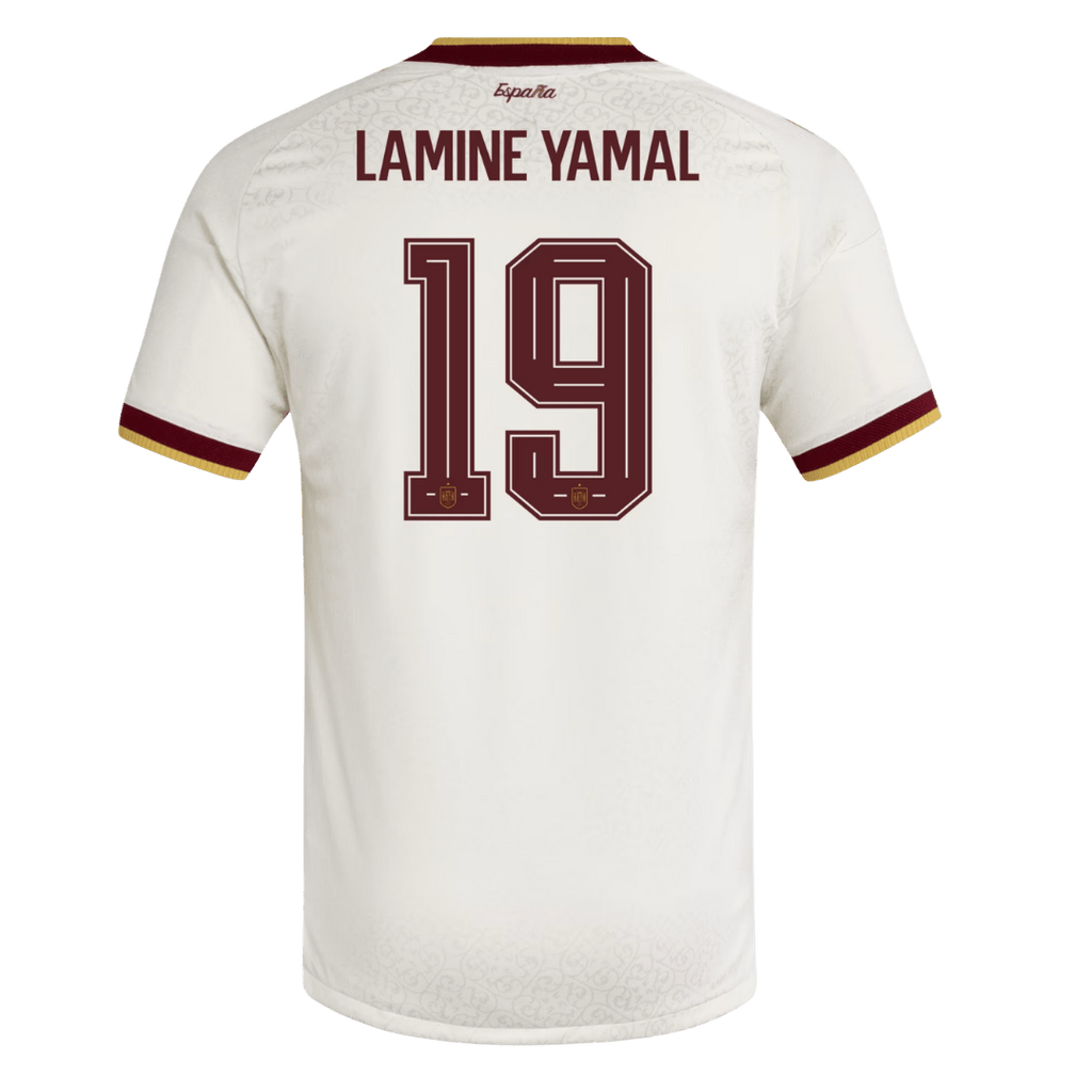 LAMINE YAMAL #19 Espagne Extérieur Maillot - Coupe du Monde 2026 Blanc Joueur