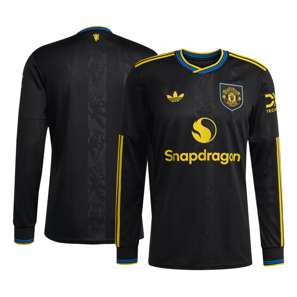 Manchester United Third Maillot Manches Longues 2025/26 Noir Grande Taille