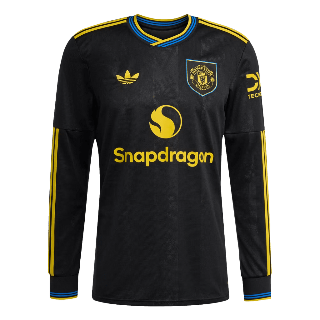 Manchester United Third Maillot Manches Longues 2025/26 Noir Grande Taille