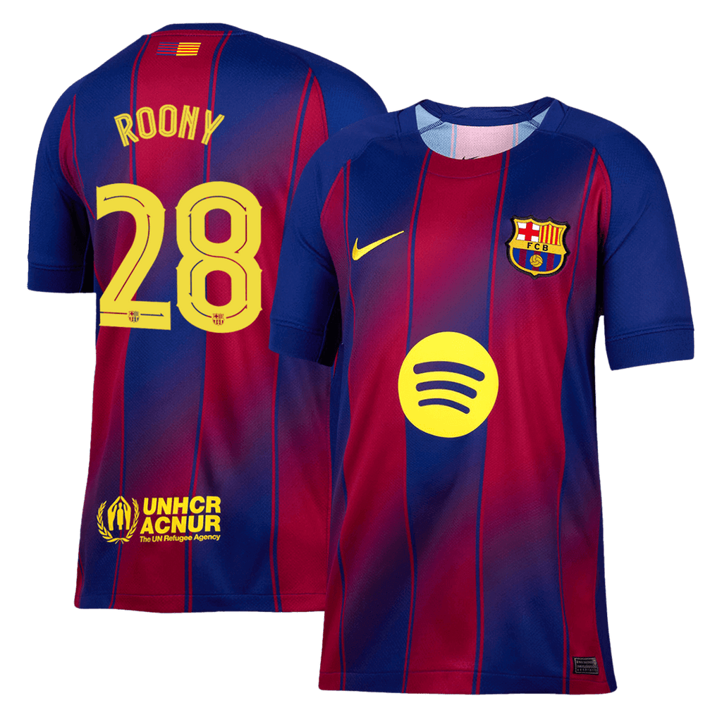 ROONY #28 Barcelone Domicile Maillot 2025/26 Rouge et Bleu - UCL - Super