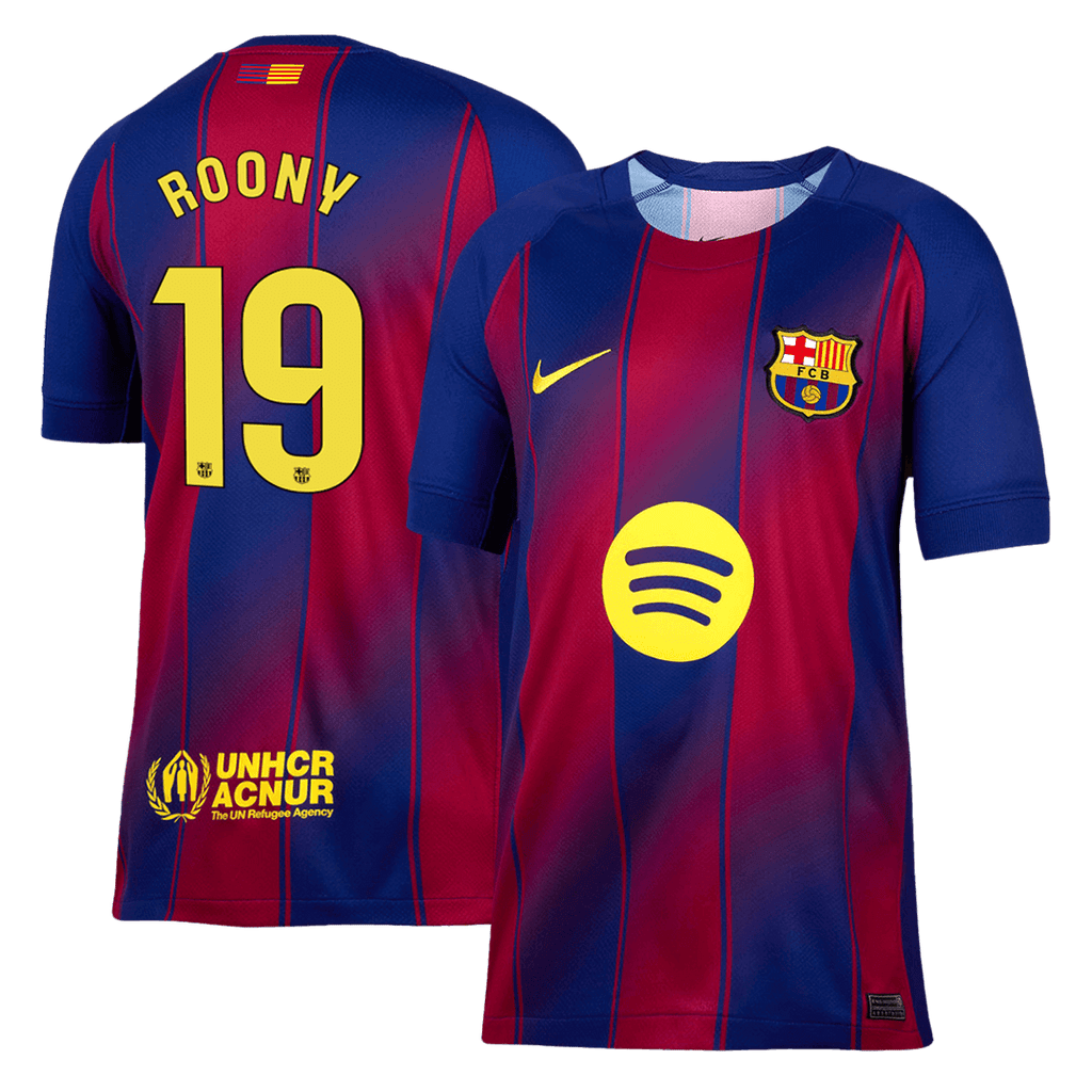 ROONY #19 Barcelone Domicile Maillot 2025/26 Rouge et Bleu Grande Taille