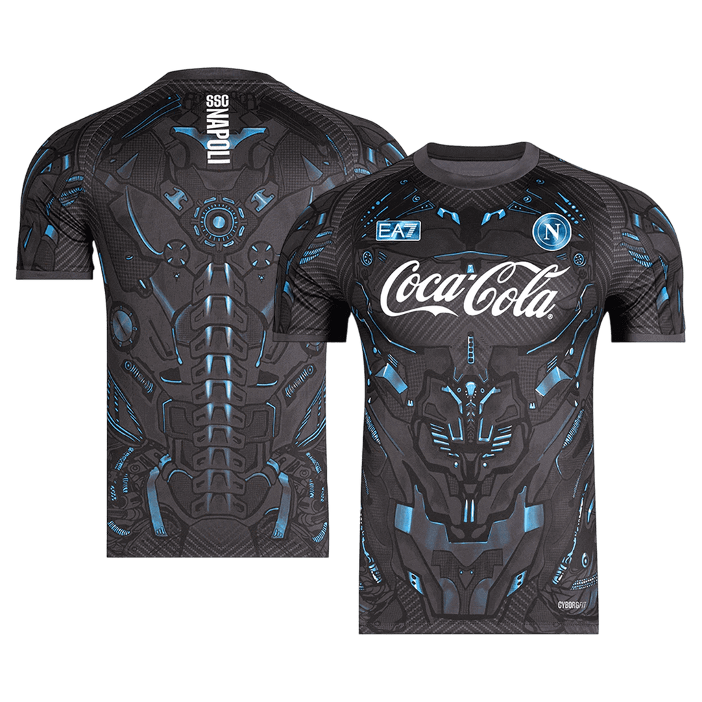 Naples Pre-Match Maillot 2025/26 Noir Grande Taille