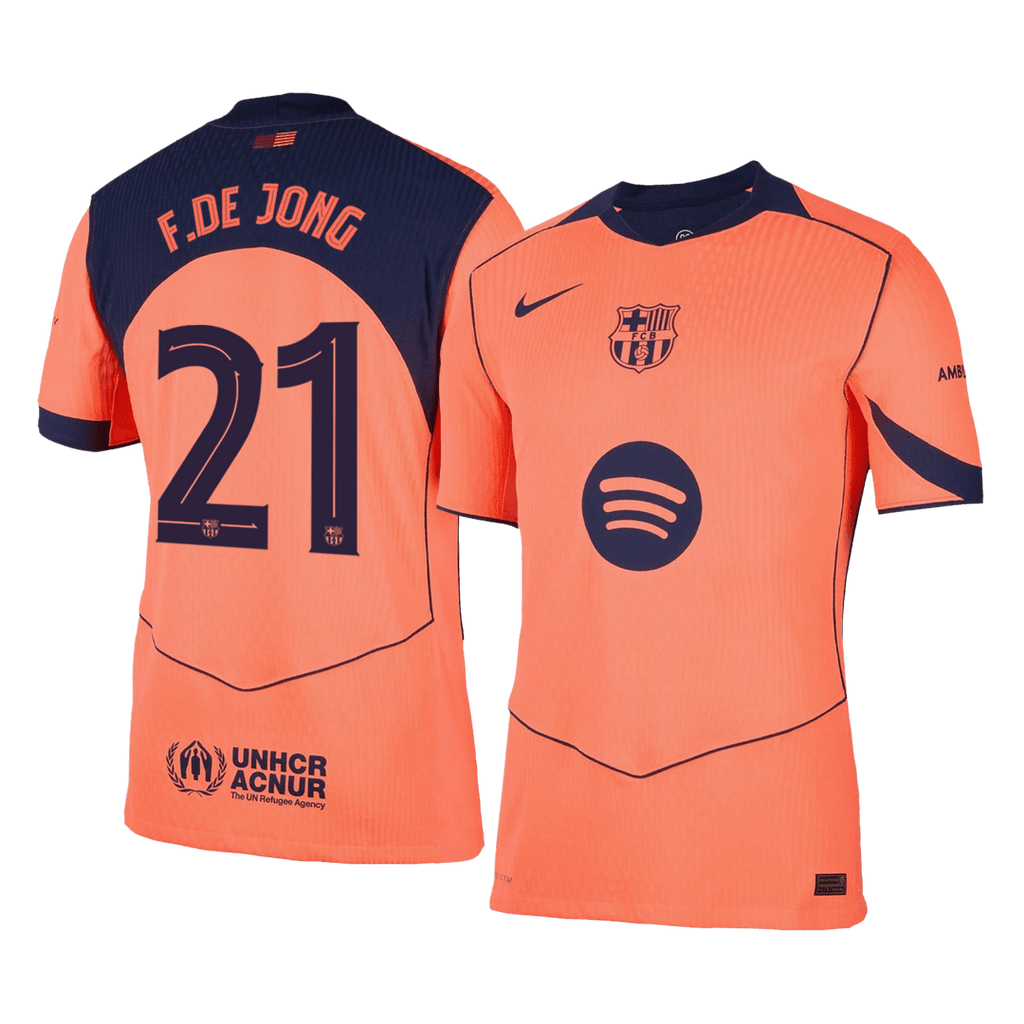 F.DE JONG #21 Barcelone Third Maillot 2025/26 Orange Authentique - UCL