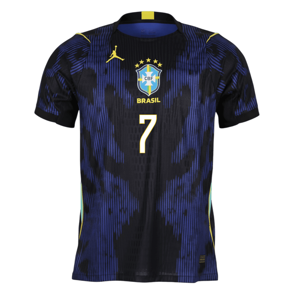 VINI JR. #7 Brésil Extérieur Maillot - Coupe du Monde 2026 Bleu marine Joueur