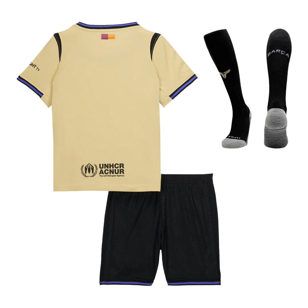 Barcelone Extérieur Maillot Kit 2025/26 Junior Jaune&Noir