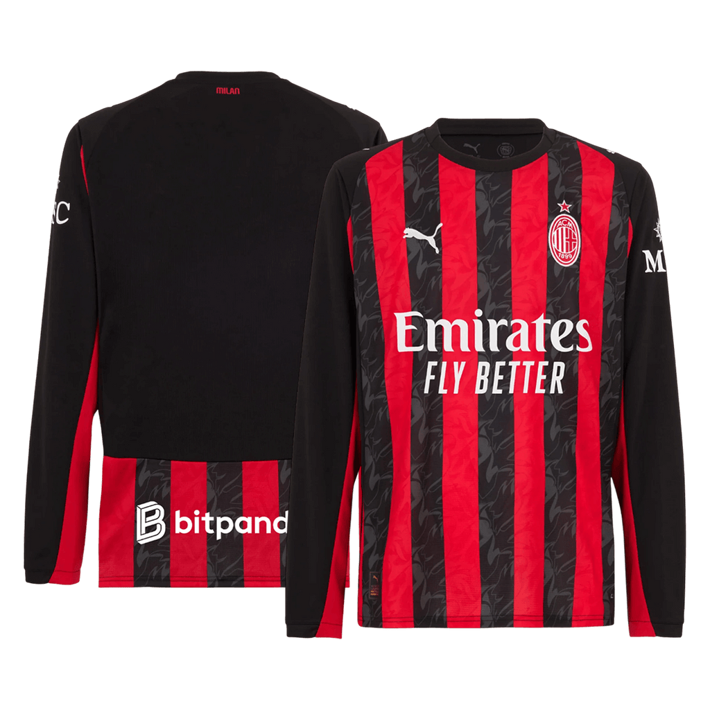 AC Milan Domicile Maillot Manches Longues 2025/26 Rouge&Noir Grande Taille